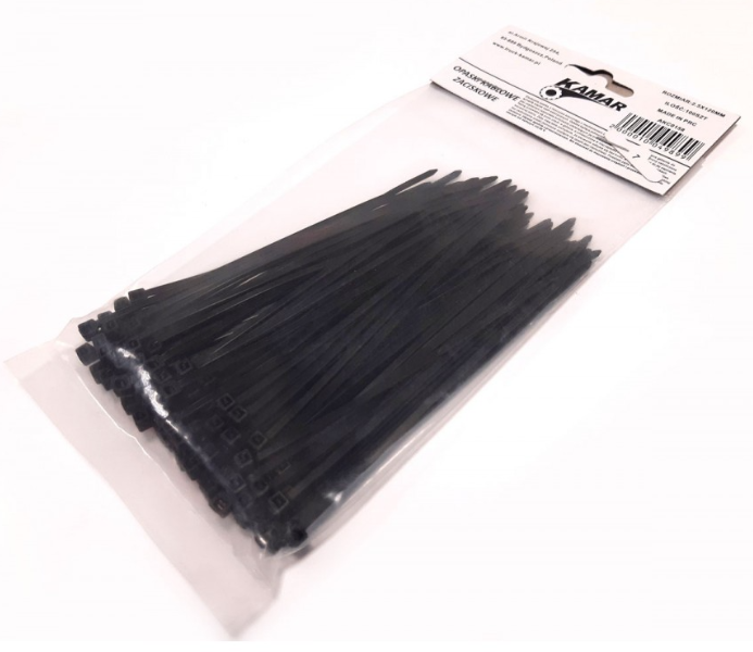 Стеги пластични AKC0049 4,8mm x 38 cm 1/100pcs Црна