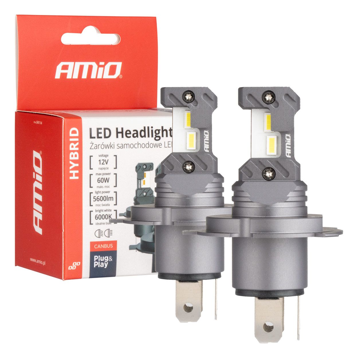 Сијалица LED сет AMIO-04114 12v H4 60w P43t HYBRID series Plug and Play CanBus