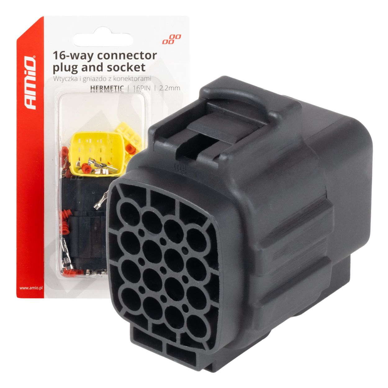 Водотпорен приклучок за конектор 16PIN 2,2mm AMIO-04353