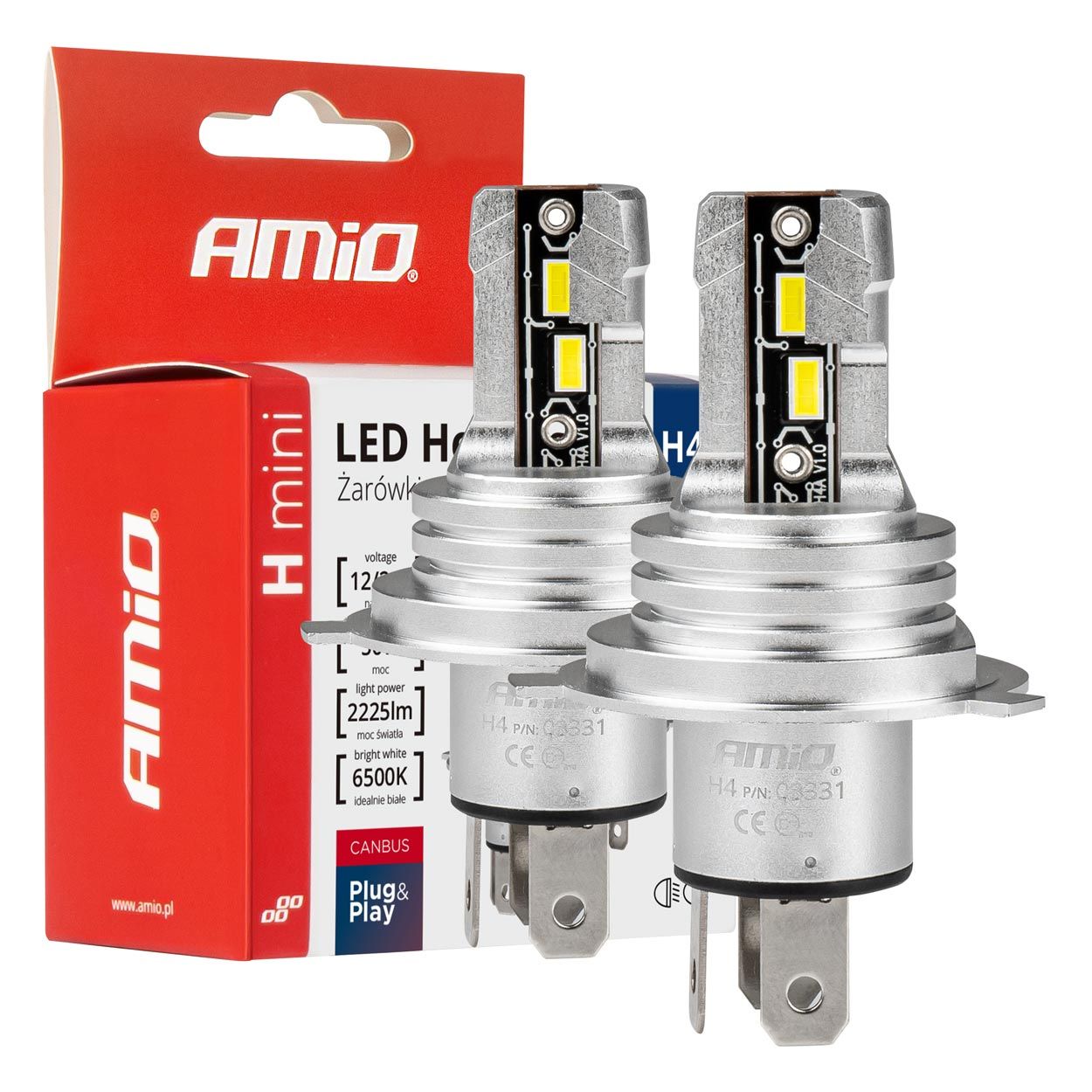 Сијалица LED AMIO-03331 mini max50W H4/H19 Amio