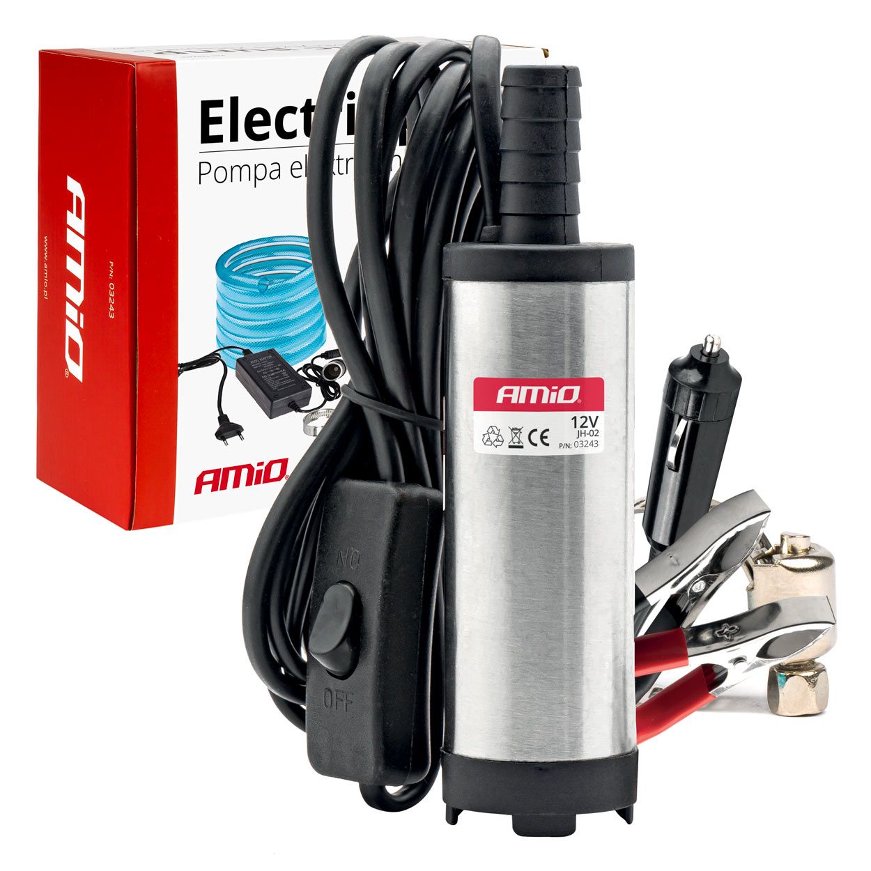 Електрична дизел пумпа 12V 20W 38mm адаптер 230V AMIO-03243