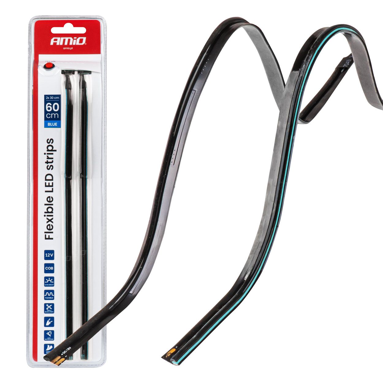 Лента LED 2x30cm 12V AMIO-04578