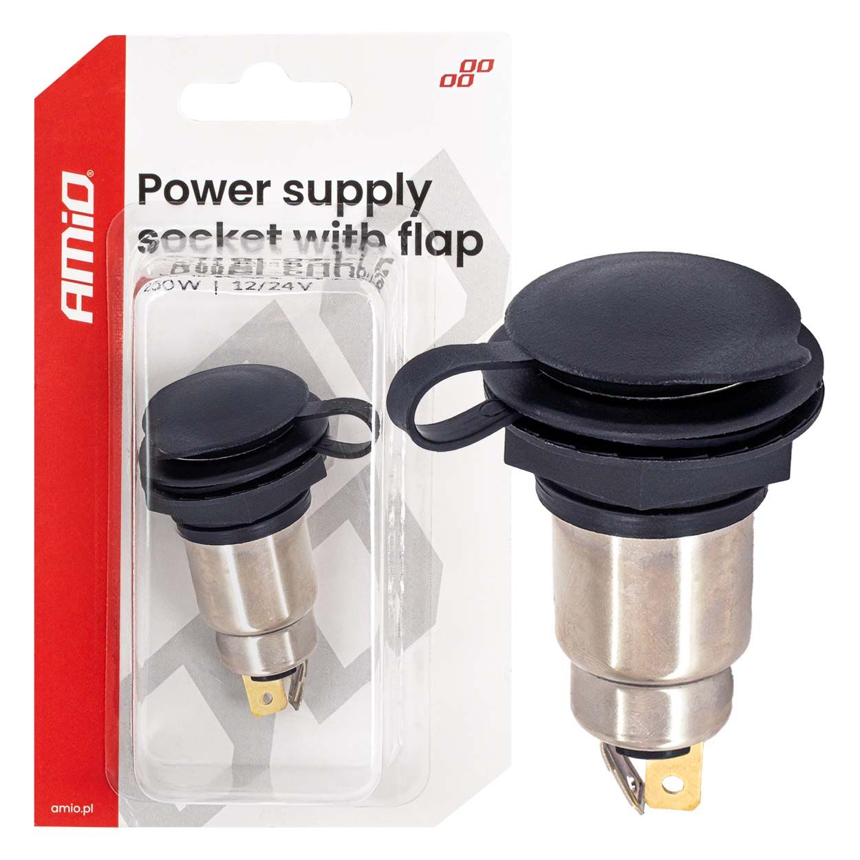 Приклучок за напојување со капак 250W 12/24V AMIO-04462