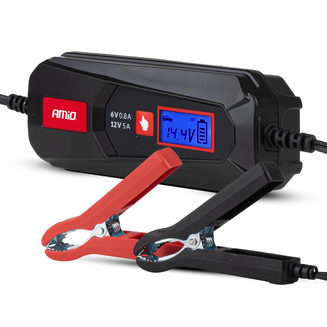Дигитален полнач за батерии 5A 6/12V AMIO-04522