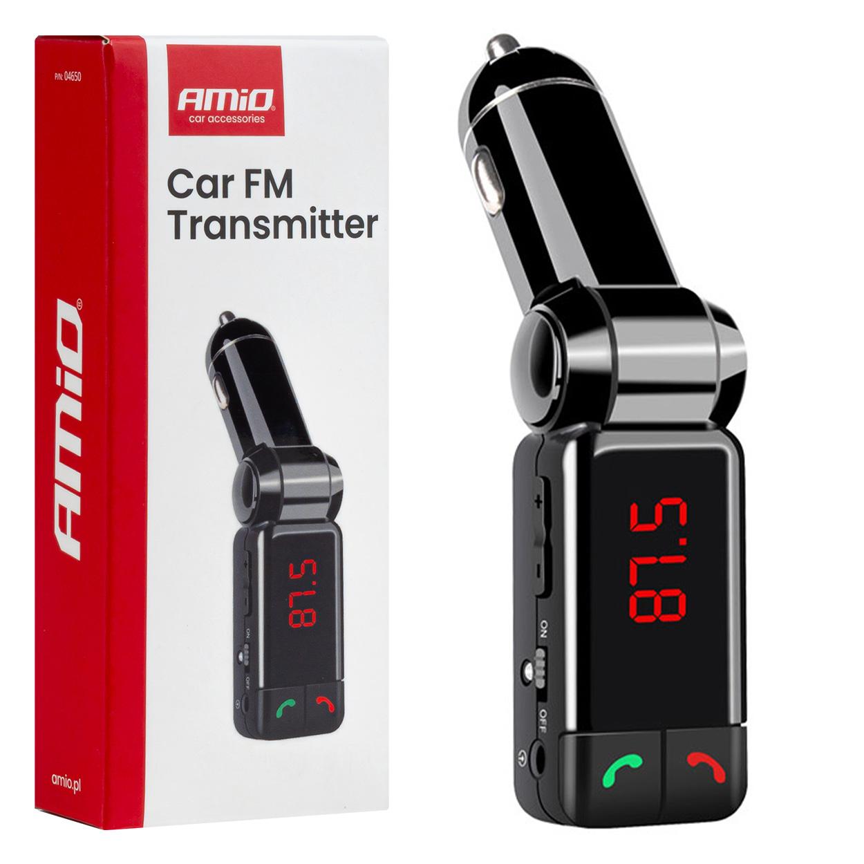 Автомобилски FM предавател 2xUSB A AMIO-04650